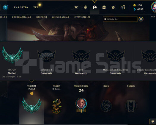 TR PLAT 1 68 WR MASTER ELO +38 LP GAİN SMURF ACC