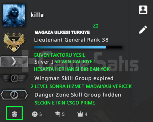 CSGO PRIME RANK ACIK MAGAZA TR YESIL FAKTOR HESAP
