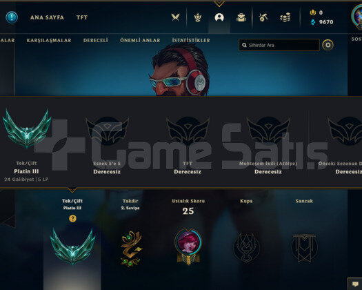 TR PLAT 3 HİGH MMR  10k MAVI OZ