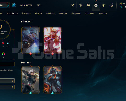TR Gold 1 | 9 Kostüm - 31 Hero | LoL Hesap