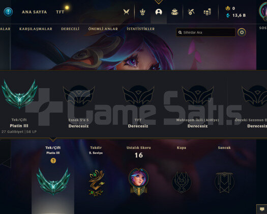 TR PLAT 3 56 LP I 63WR I YUKSEK ELO I 14K MAVİ ÖZ