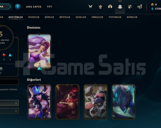 TR Plat 4 | 5 Kostüm - 57K Mö | LoL Hesap