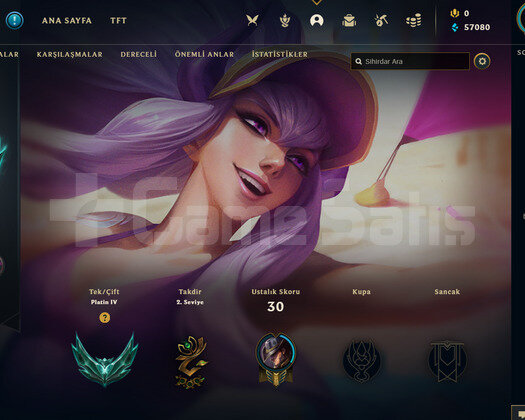 TR Plat 4 | 5 Kostüm - 57K Mö | LoL Hesap