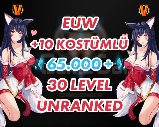 EUW GARANTİLİ 60K+ MAVİ ÖZ 30 LEVEL UNRANKED