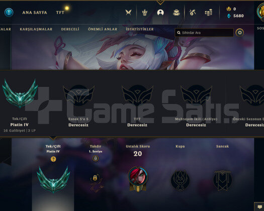 TR PLAT 4 70WR MASTER ELO SMURF HESAP BEDAVAYA