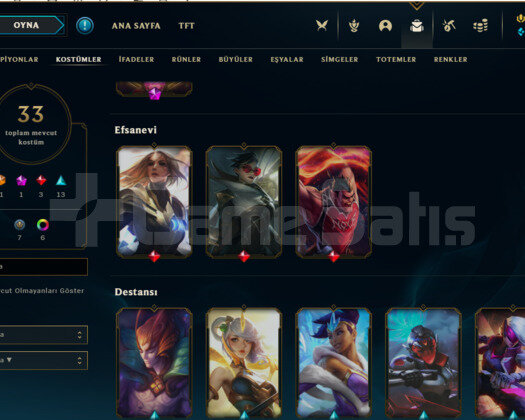 33 Kostüm 88 Level 24+LP Türk Lol Hesap