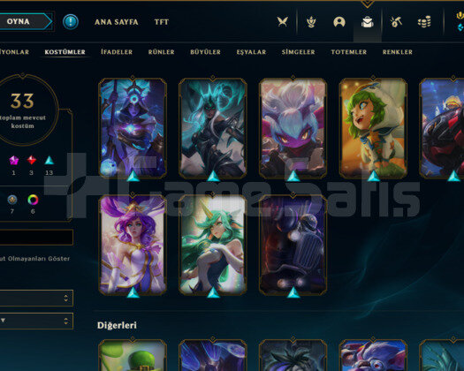 33 Kostüm 88 Level 24+LP Türk Lol Hesap