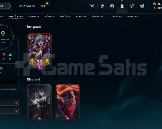 TR 89 LEVEL - 74 HERO 39 KOSTÜM LOL HESAP