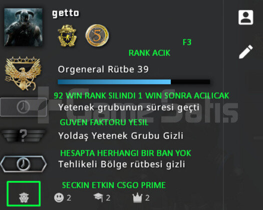 2 MADALYA | PRIME CSGO RANK ACIK | YESIL FAKTOR
