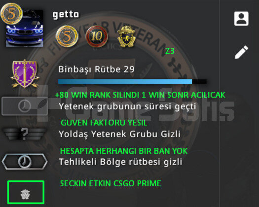 3 MADALYA | PRIME CSGO RANK ACIK | YESIL FAKTOR