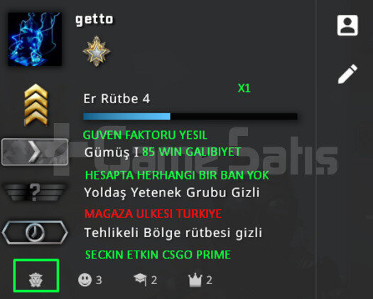 CSGO PRIME RANK ACIK MAGAZA TR YESIL FAKTOR HESAP