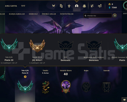 TR PLAT 3 33LP I HİGH MMR I 34 CHAMP - 5 KOSTÜM