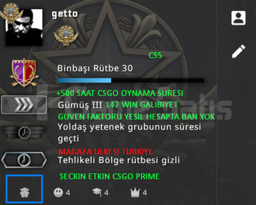 CSGO PRIME RANK ACIK 500 SAAT YESIL FAKTOR HESAP