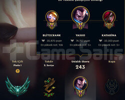 +30lp alan 53 skin ve 3 yasuo skinli 70 wr hesap