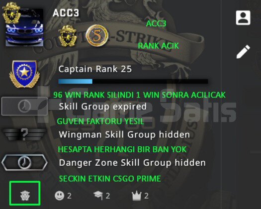 2 MADALYA | PRIME CSGO RANK ACIK | YESIL FAKTOR