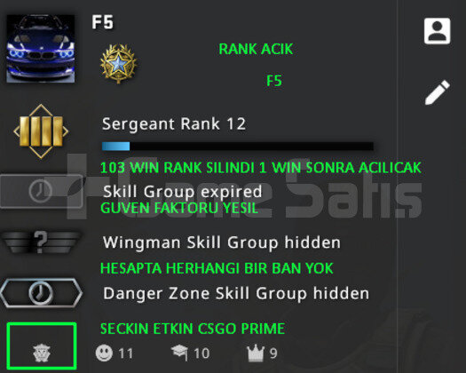 CSGO PRIME RANK ACIK 341 SAAT GUVEN FAKTORU YESIL