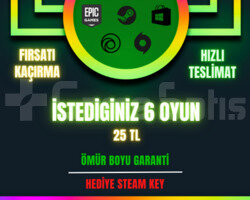 İstediğiniz 6 Oyun + GARANTİ + HEDİYE