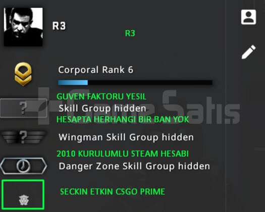 CSGO PRIME GUVEN FAKTORU YESIL ARK EKLEME ACIK