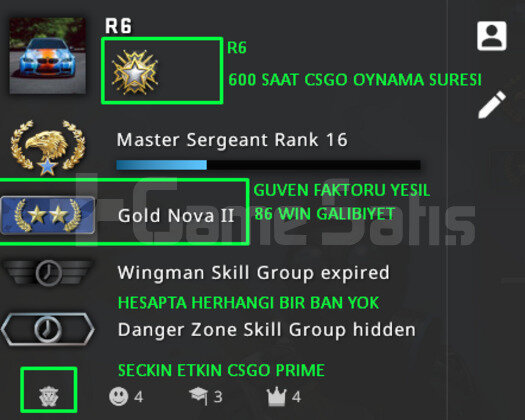 CSGO PRIME RANK ACIK 600 SAAT GUVEN FAKTORU YESIL