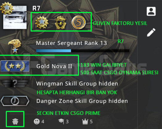 3 MADALYA | CSGO PRIME | NOVA 3 YESIL FAKTOR