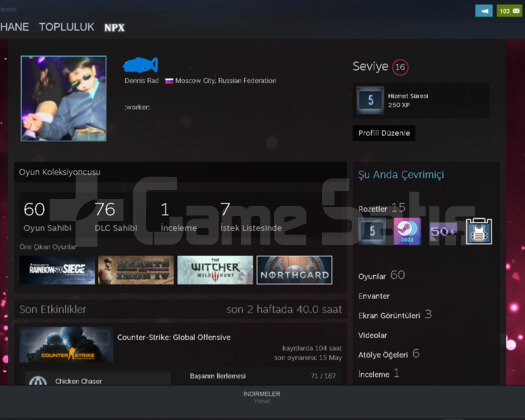 5 K YATIRILMIŞ 16 LVL MAİNLİK STEAM HESAB CSGO PRE
