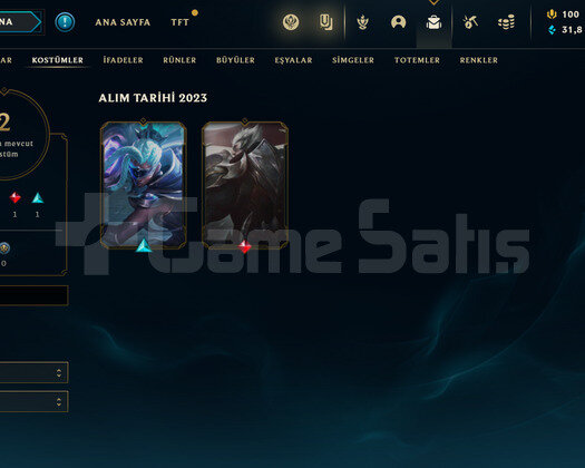 TR Plat 3 | 2 Kostüm - 31K Mö | LoL Hesap