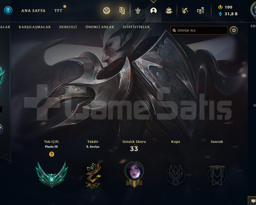 TR Plat 3 | 2 Kostüm - 31K Mö | LoL Hesap