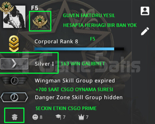 CSGO PRIME RANK ACIK 765 SAAT CSGO YESIL FAKTOR