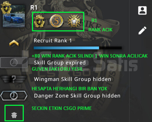 3 MADALYA | RANK ACIK PRIME CSGO | YESIL FAKTOR