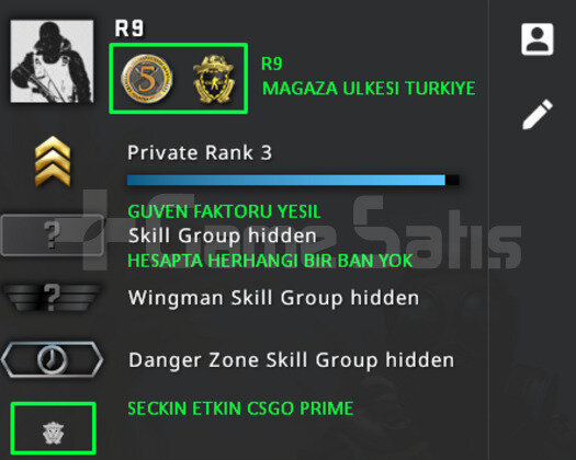 2 MADALYA | PRIME CSGO | MAGAZA TR YESIL FAKTOR