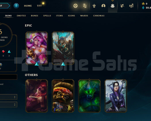 EUW Gold 1 | 6 Kostüm - 20K Mö | LoL Hesap