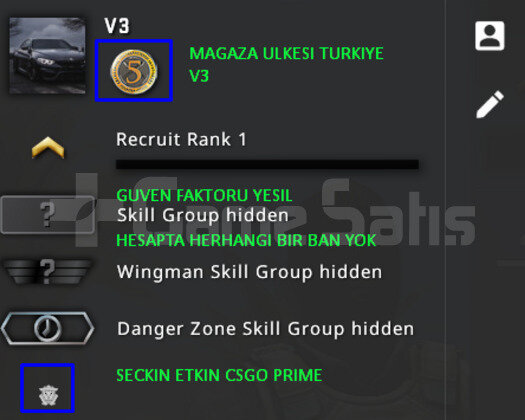 CSGO PRIME | MAGAZA ULKESI TURKIYE | YESIL FAKTOR