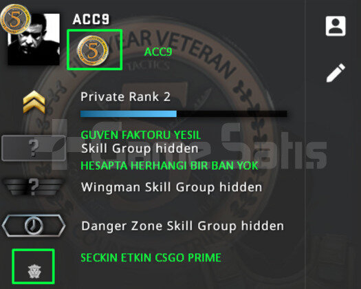 CSGO PRIME | MAGAZA ULKESI TURKIYE | YESIL FAKTOR
