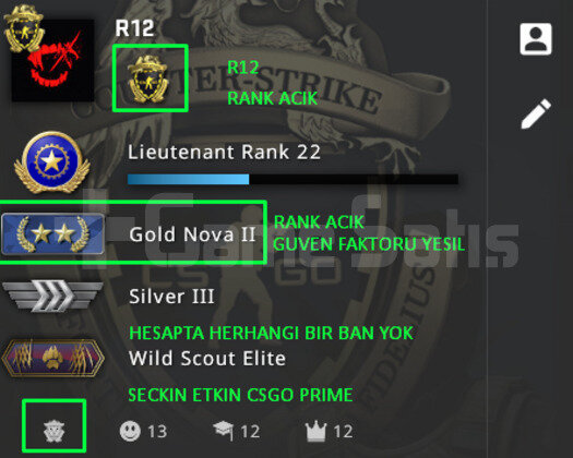 CSGO PRIME | RANK ACIK NOVA 2 | YESIL FAKTOR