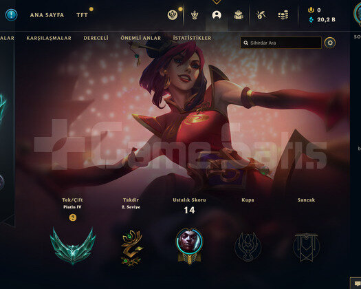 TR 65 WR Plat 4 | 1 Kostüm 21 Hero | LoL Hesap
