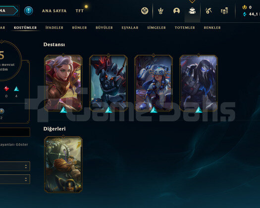 TR Gold 4 | 5 Kostüm - 44K Mö | LoL Hesap