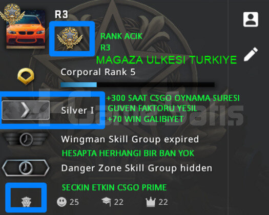 CSGO PRIME | RANK ACIK | YESIL FAKTOR MAGAZA TR