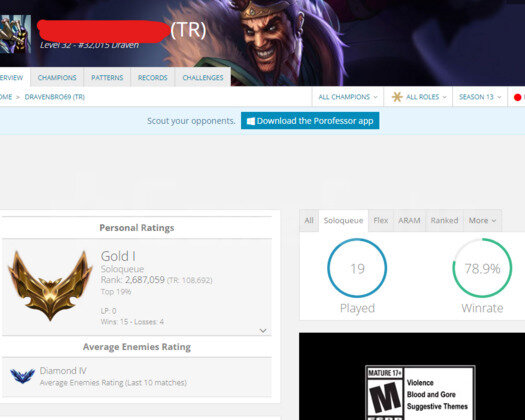 TR GOLD 1 79WR I DİAMOND ELO 19K MAVİ ÖZ
