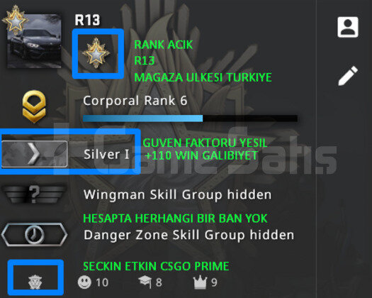 CSGO PRIME | RANK ACIK | YESIL FAKTOR MAGAZA TR