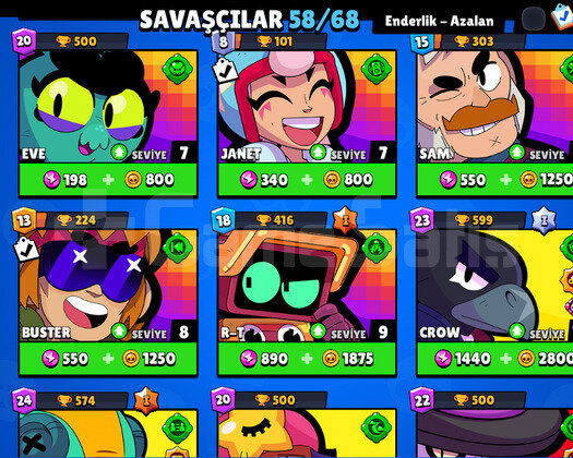 BRAWL STARS UCUZ GÜZEL SKİNLİ HESAP
