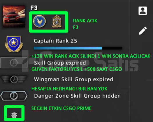 CSGO PRIME | RANK ACIK | YESIL FAKTOR MAGAZA TR