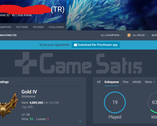 TR GOLD 4 38LP 63WR I YÜKSEK ELO 18K MAVİ ÖZ