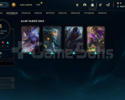 TR Plat 1 | 4 Kostüm - 30K Mö | LoL Hesap