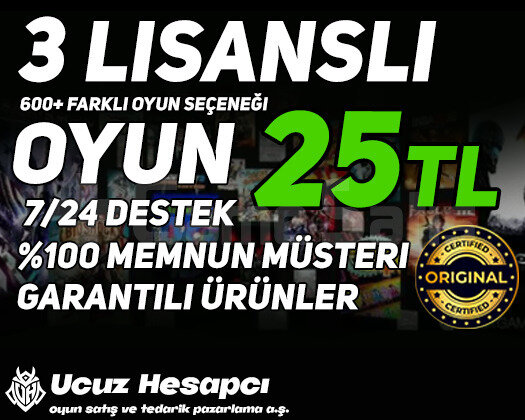 3 Lisanslı Oyun 25TL + Garanti + Destek