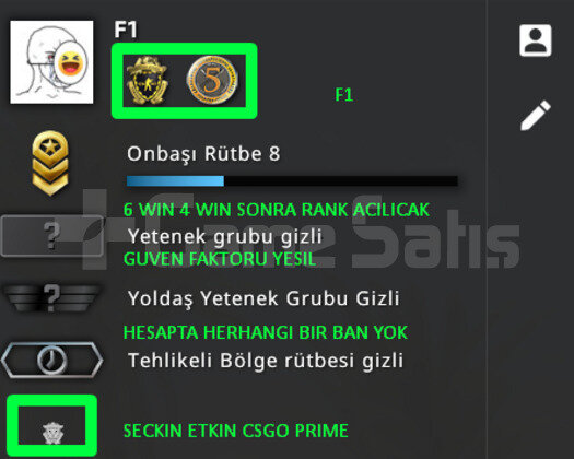 2 MADALYA PRIME CSGO 6 WIN MAGAZA TR YESIL FAKTOR