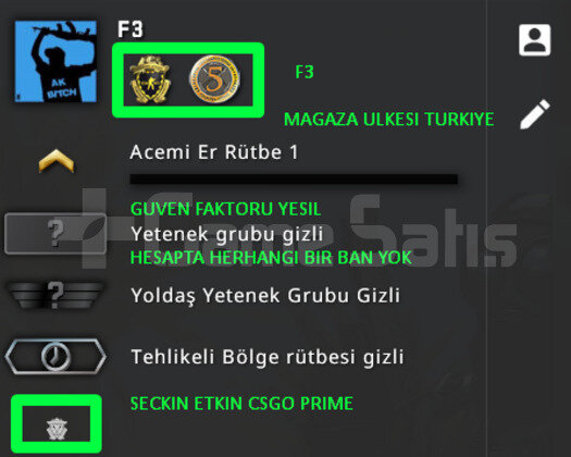 2 MADALYA | PRIME CSGO | MAGAZA TR YESIL FAKTOR