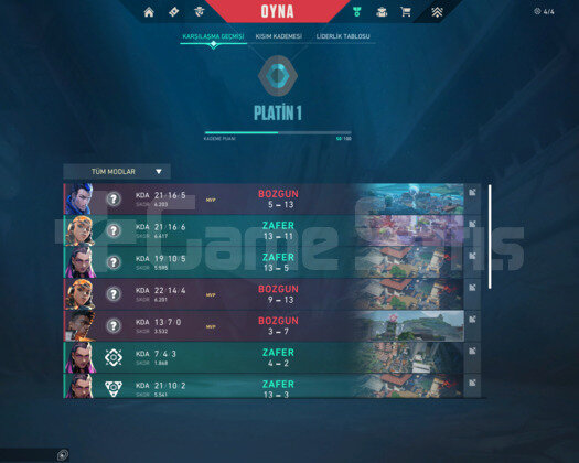 Platin 1 hesap temiz hesap skin yoktur