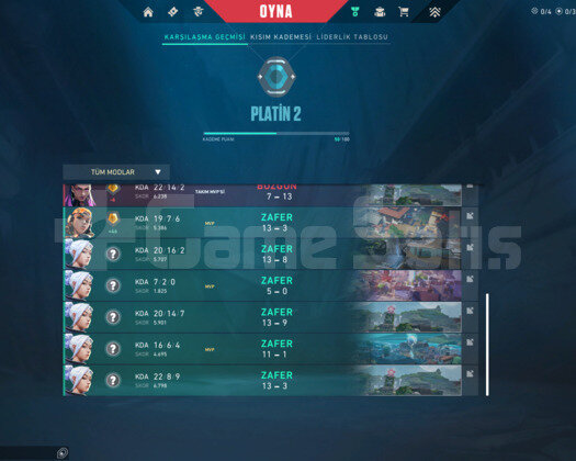 PLAT 2 - DÜŞÜK MMR - MAİL&NİCK DEĞİŞEN