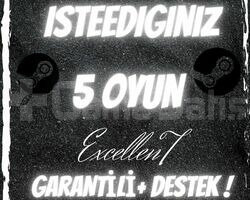 İstediğiniz 5 Oyun +Ömür Boyu Garanti+Hediye