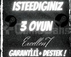 İstediğiniz 3 Oyun +Ömür Boyu Garanti+Hediye